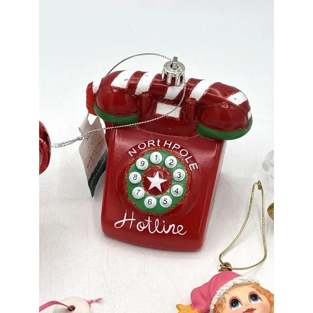 Christmas Ornament Lot of 6 Whimsical North Pole Hotline Spoiled Text Me